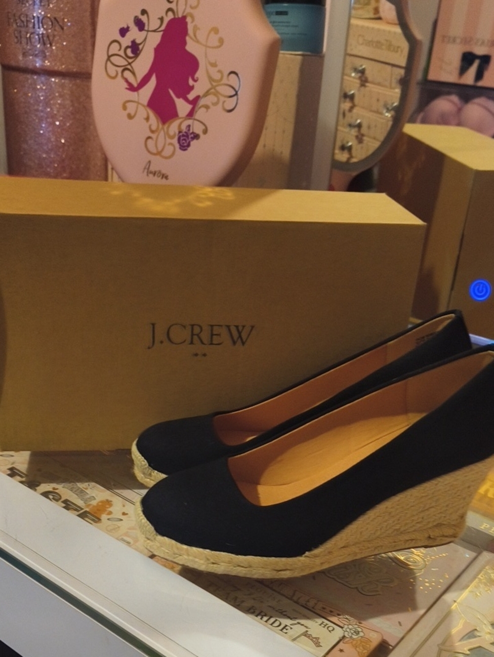 J.Crew Black Espadrille Wedge Pumps